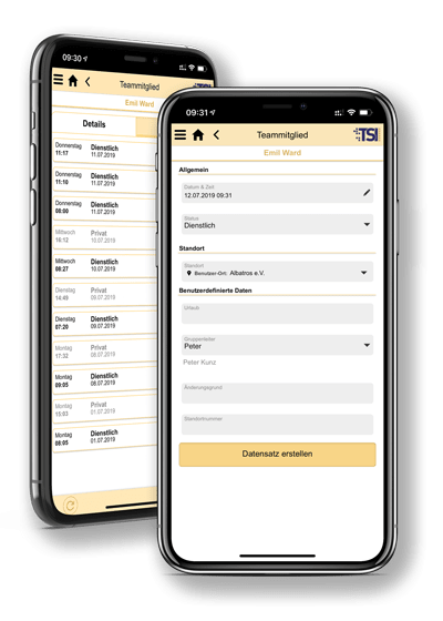 Arbeitszeiterfassung auch auf dem Smartphone mit der TSI Connect App