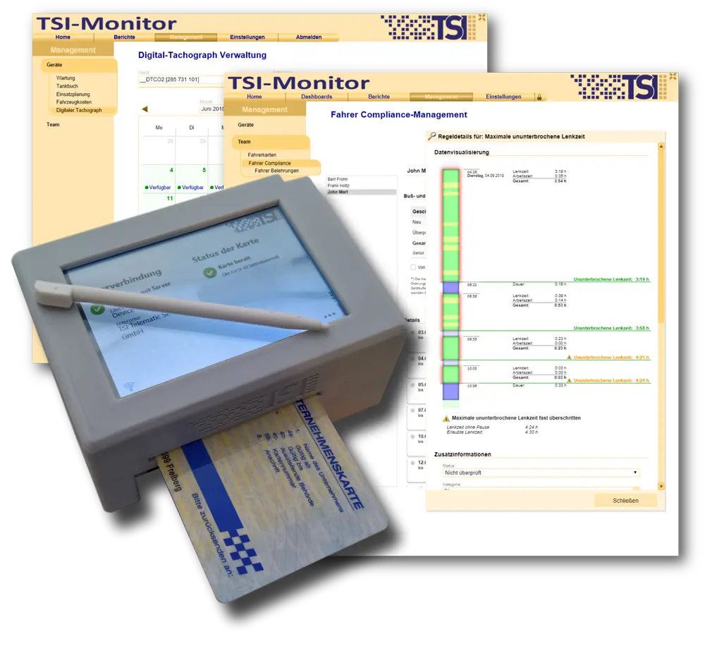 Automatisiertes Auslesen des digitalen Tachographen, sowohl des Massenspeichers als auch der Fahrerkarten