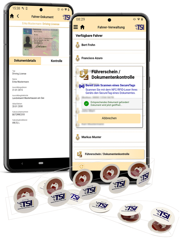 Führerscheinkontrolle der TSI - Manipulationssicher mit TSI SecureTags