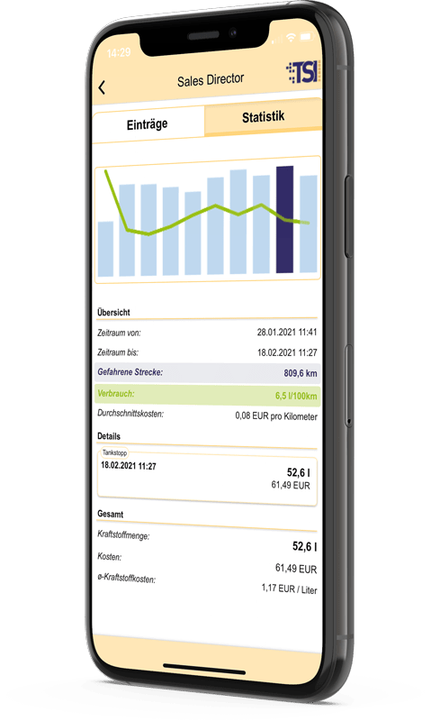 TSI Connect - Tankbuch von unterwegs vervollständigen