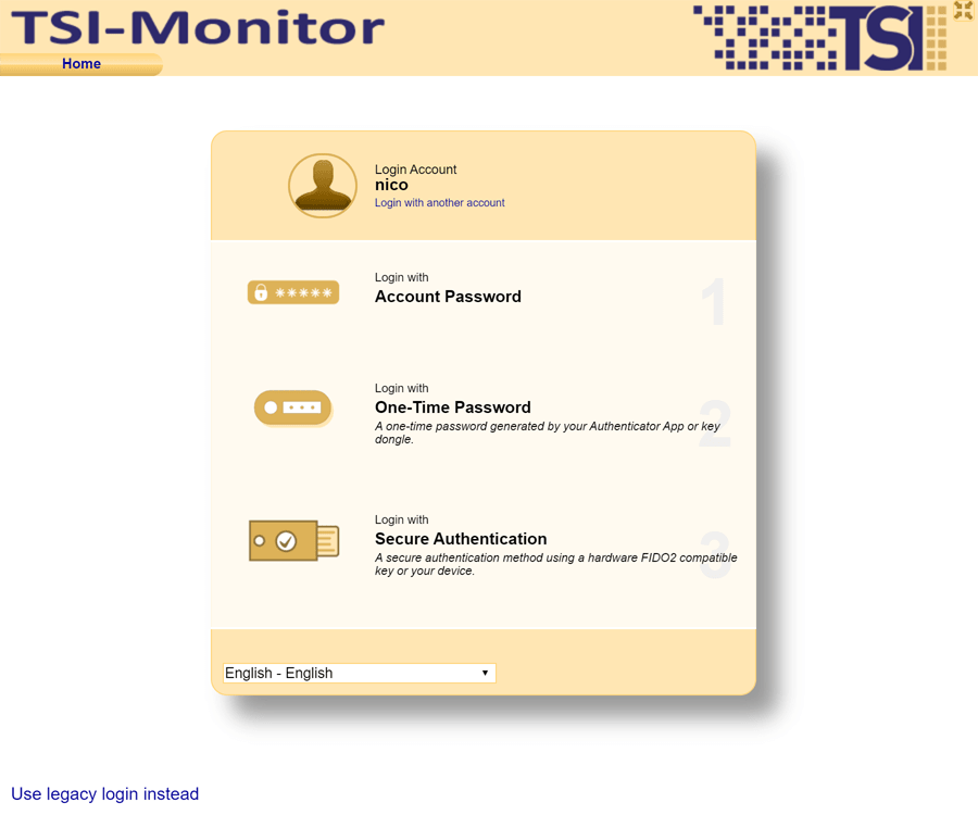 New Login Precedure for TSI Monitor